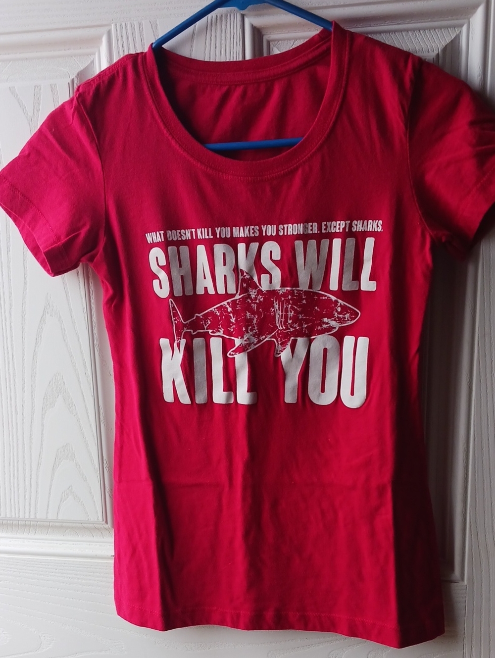 Red Kids' Graphic Tee with Shark Print